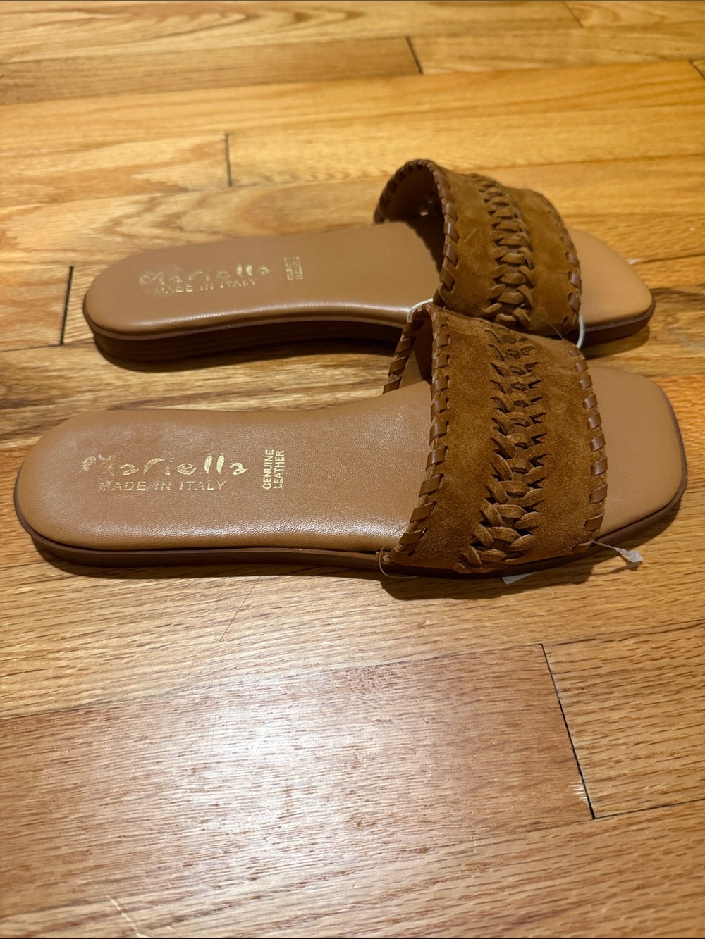 MARELLA Brown Braided Suede Slide Sandals